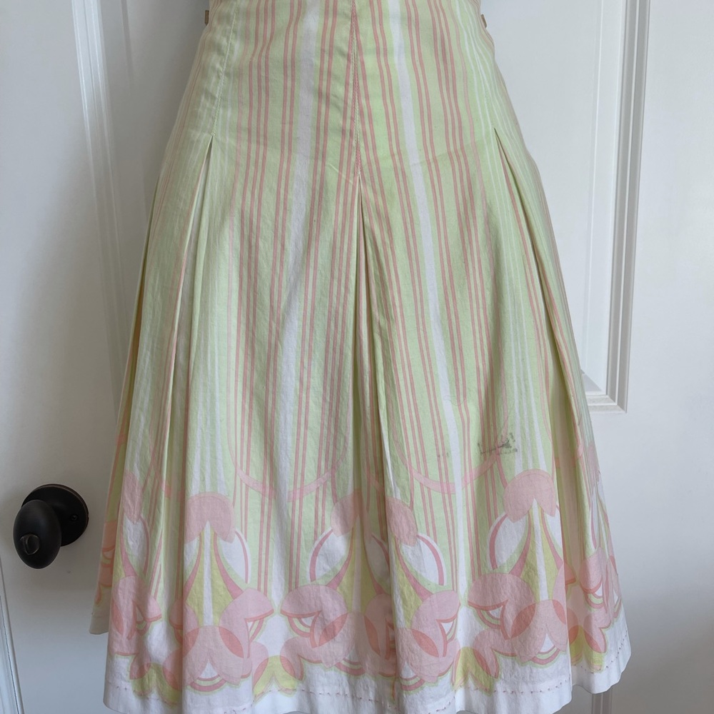 Poleci Skirt Sz 10 Light Green Pink Pleats A Line